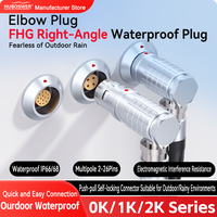 Angle droit 90° °   Connecteur coudé étanche IP66/68 Push-Pull à verrouillage automatique, série FHG Socket EGG 0K/1K/2K/3K, 2 à 32 broches