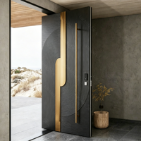 Portes d'entrée principales pivotantes modernes en aluminium et acier, design sécurisé pour maisons, des meilleurs fournisseurs de Chine