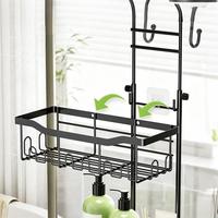 Étagère de rangement extensible à suspendre derrière la porte, 3 niveaux, en acier au carbone, largeur réglable, sans perçage, organisateur suspendu pour salle de bain
