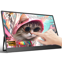 Monitor IPS 15,6 inci Portabel HDR Plug and Play Smart Cover Tipe C FHD 1920x1080P dengan Speaker Internal untuk Laptop dan Perjalanan
