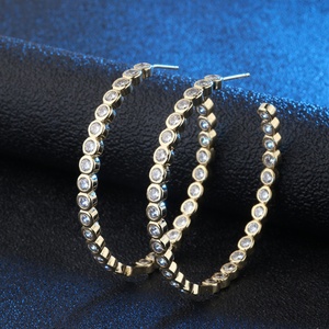 Vintage Jewelry Eco-friendly Copper Gold Plated Micro Pave Color Zircon <b>Large</b> <b>Hoop</b> Earrings for Women Bold Sensual Style - Product Image 3
