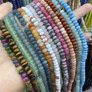 Perline naturali in pietra 4x6mm coloratissime in giada calcedonio rotonde sfuse Rondelle perline per creazione di gioielli e bracciali fai da te accessori - Product Image 2