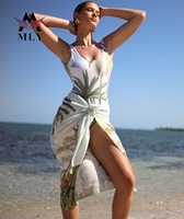 Ensemble deux pièces bandeau mode été 2026 MLY pour femme, robe longue de plage avec paréo