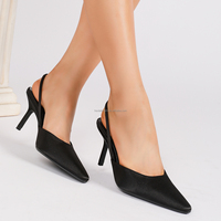 Mules élégantes noires à bout pointu et talon chaton, mules sexy à découpe en V pour femmes, chaussures habillées professionnelles pour le bureau