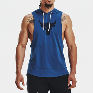 Hoodies sans manches pour hommes, sportswear d'automne uni - 100% coton molletonné, personnalisable, vêtements de sport pour la musculation - Product Image 1