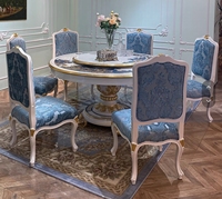 Table et chaises de salle à manger de style rococo luxueux avec des accents dorés et des meubles élégants