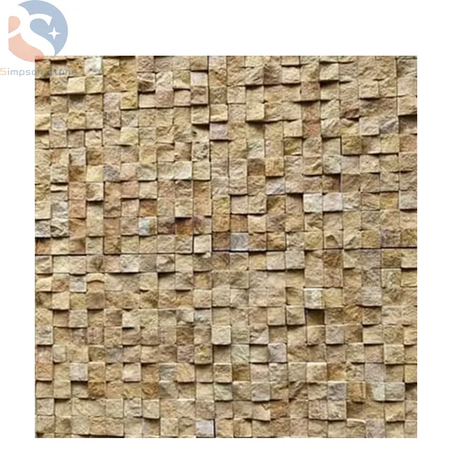 Batu Alam Kuning Ubin Mosaik dan Panel untuk Dinding Interior Latar Belakang Dekorasi