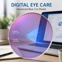 Lentilles de lunettes en polycarbonate anti-lumière bleue HMC EMI anti-radiation 1.591 PC pour utilisation sur ordinateur, vente en gros