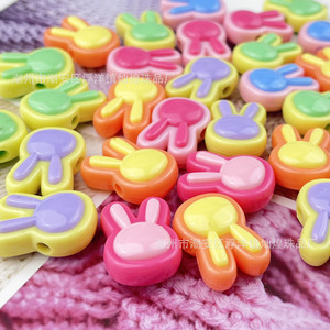 Perles en acrylique tête de lapin bicolores pour porte-clés, breloques de téléphone, pendentifs de voiture, fabrication Chaozhou - Product Image 3