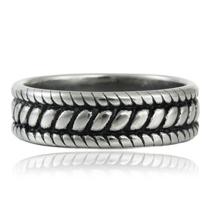 Men's Tibetan Silver Hemp Rope <b>Ring</b> Steel Color Punk Style Retro Trendy Jewelry 280716 - Product Image 5