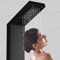 Système de robinet de douche thermostatique numérique à LED, noyau de valve en céramique chromé dissimulé, jet de massage doux pour hôtels