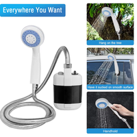 Kit de pompe de douche portable d'extérieur rechargeable par USB, douche à main avec débit d'eau réglable pour le camping, les voyages et le nettoyage des animaux