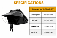 Tente de toit rigide triangulaire en aluminium, cadre en X, 16 cm de profondeur, pour 2 à 3 personnes, imperméable, 4 saisons, pour SUV 4x4 et overlanding