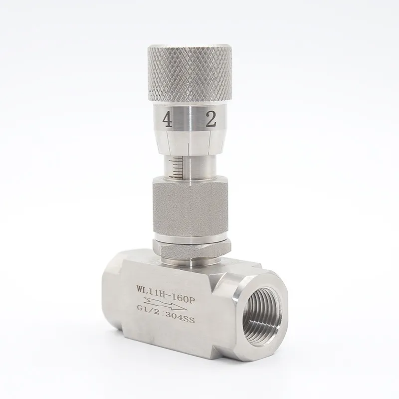 Válvula micro reguladora de férula de acero inoxidable LINO, válvula de aguja reguladora de gas de alta presión con escala