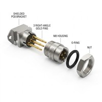 Connecteur M12 à montage sur circuit imprimé, corps circulaire, fiche droite, fixation par écrou, terminal à souder codé pour achat en gros
