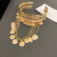 Bracelet manchette PFT Europe Amérique transfrontalier, motif plume et feuille, avec pampilles, électroplaqué, luxe léger, haut de gamme, style punk, bijoux tendance Ins