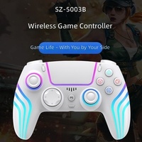 Pengontrol Game Nirkabel dengan Pencahayaan RGB Getaran Motor Ganda Giroskop Enam Sumbu Kompatibel dengan Windows PC Android & IOS