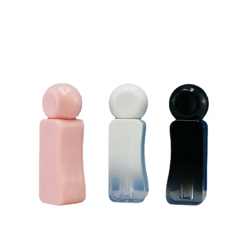 थोक 3 मिलीलीटर गुलाबी अनियमित लिप ग्लॉस ट्यूब खाली लिप ग्लेज़ बोतल गोल सिर पारदर्शी तरल लिपस्टिक उप-बोतलबंद बोतल