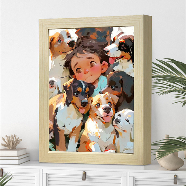 Custom Gift Led Light up Painting Frame Table Lamp 3d Wood Cartoon Anime Picture Photo Frame Box Novelty Night Light Home Decor