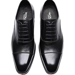 Connecteur trois pièces en cuir véritable petit bout carré affaires formelles chaussures en cuir pur artisanal - Product Image 3