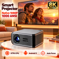 Projecteur intelligent Full HD 1080P natif, 1000 Ansi lumens, prise en charge du décodage vidéo 8K, Android 11, haut-parleurs HiFi, projecteurs de cinéma maison 300 pouces