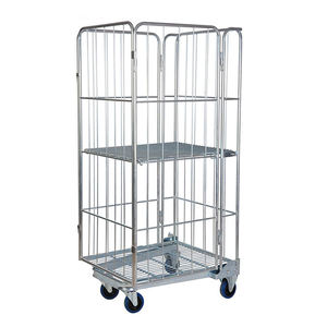 عربة تخزين تجارية قابلة للطي مصنوعة بالكامل من الشبك الملحوم مع عجلات - Product Image 5