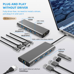 Bán Buôn Hợp Kim Nhôm <span class=keywords><strong>USB</strong></span> <span class=keywords><strong>C</strong></span> 4K 60Hz Chuyển Đổi Ethernet Reversible 9 Trong 1 <span class=keywords><strong>USB</strong></span> <span class=keywords><strong>C</strong></span> Loại <span class=keywords><strong>C</strong></span> Hub Adapters Đối Với <span class=keywords><strong>Macbook</strong></span> <span class=keywords><strong>Pro</strong></span> - Product Image 2