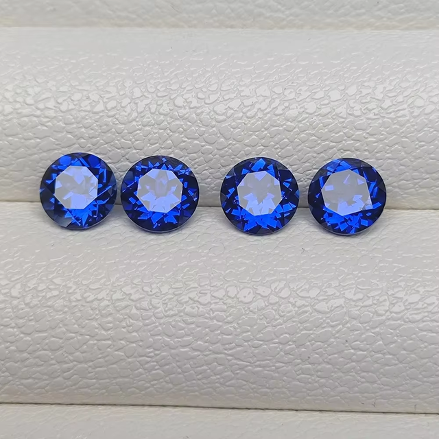 Wholesale Price Tira Method Synthetic Royal Blue Sapphire Round Cut 4-12mm Lab Grown Sapphire High Quality Sapphire Rough Stone