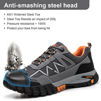 Chaussure de sport tendance respirante en maille douce avec semelle en caoutchouc gris, embout en acier antidérapant, légère, à laçage rapide, printemps été