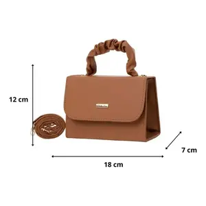 Sac bandoulière Fana Becky Camel en cuir PU 18x12x7 cm, élégant, imperméable, pour un usage quotidien - Product Image 1