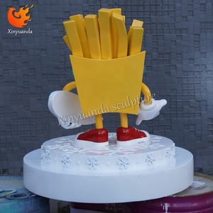 만화 감자 튀김 유리 섬유 조각, 패스트 푸드 레스토랑 환영 장식, 음식 테마 F & B 체크인 장식 - Product Image 4