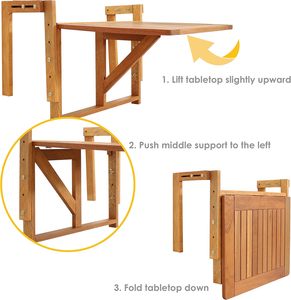 <strong>Bamboo</strong> Wooden Hanging Balcony Deck Folding <strong>Table</strong> Patio Railing Dining <strong>Table</strong> Garden <strong>Coffee</strong> Furniture Desk - Product Image 4