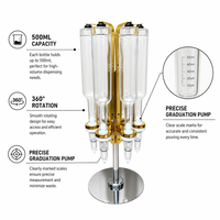 Ensemble de 6 supports de présentation rotatifs pour flacons de parfum et d'huiles parfumées, avec rangement de table, pour flacons de 375 ml et 500 ml, finition dorée
