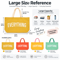 Sac fourre-tout en toile personnalisé avec logo, grande capacité, couleurs vives, forme stable, durable, OEM