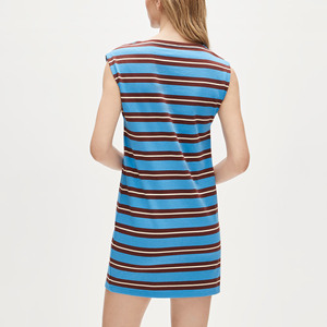 Vestido Casual de Mujer, Mini Vestido sin Mangas a Rayas, Vestido Tipo Camiseta de Algodón Suave y Corte Holgado para Uso Diario - Product Image 5