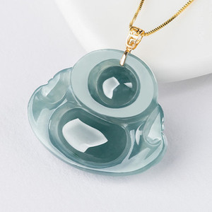 Collier de bouddha d'eau bleu <span class=keywords><strong>émeraude</strong></span> <span class=keywords><strong>véritable</strong></span> de qualité a, <span class=keywords><strong>pendentif</strong></span> en or 18K avec boucle incrustée de jade de glace - Product Image 5