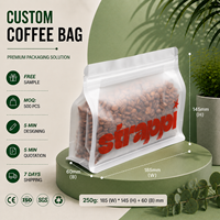 Sacs à café en plastique transparent sur mesure avec fond plat, valve et fermeture à glissière, sacs d'emballage pour le thé