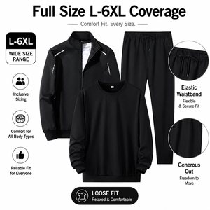 Felpa con Cappuccio Traspirante da Uomo Taglie Forti, Set Tre Pezzi con Pantaloni Casual, Girocollo Largo a Maniche Lunghe per Uomo Giovane, Sportivo Autunno/Inverno - Product Image 4