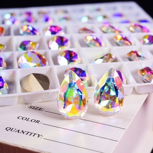 Oleeya Factory - Cristales de imitación en forma de lágrima de vidrio de 13*18 mm con parte trasera puntiaguda, gemas de strass a granel para prendas de vestir - Product Image 4