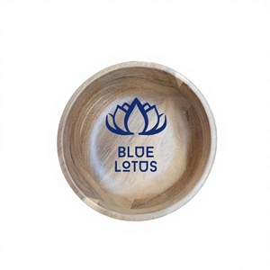 Bol de service alimentaire en bois artisanal, prix d'usine abordable, bol de cuisine durable, hautement personnalisable, bols à salade sculptés en lotus - Product Image 2