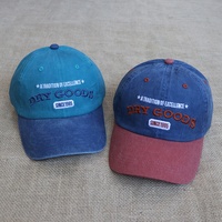 Casquette de baseball en coton lavé à 6 panneaux avec logo brodé personnalisé de haute qualité, visière bicolore, style vintage en denim, vente en gros OEM