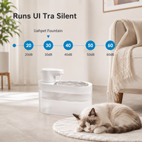 Fontaine à eau pour animaux de compagnie avec détecteur de mouvement, arrêt automatique après 15 secondes, économie d'énergie, abreuvoir intelligent sans fil pour chat, double voyant lumineux de rappel