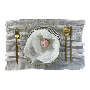 Serviettes en tissu de lin blanc personnalisées brodées à la main réutilisables pour les mariages fêtes à la maison comprend un drapé d'avion-Top Party - Product Image 1