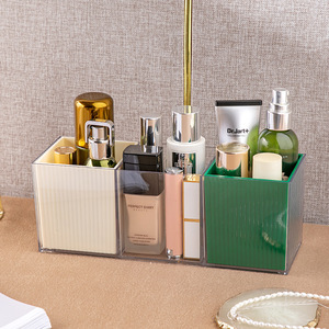 Transparent Divided Desktop Cosmetic Storage <b>Box</b> With Partitions 4 In 1 For <b>Makeup</b> And Jewelry Organizing - Product Image 1
