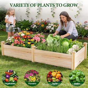 Cross-border wooden square planter flower bed, floor-<b>standing</b> movable flower rack, balcony <b>vegetable</b> grower, flower box - Product Image 4