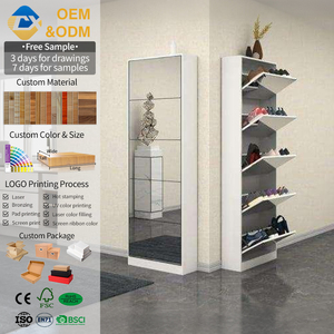 Nouveau style moderne, vente en gros, meuble à chaussures d'intérieur en MDF fin avec étagères basculantes pour couloir et hall d'entrée - Product Image 1