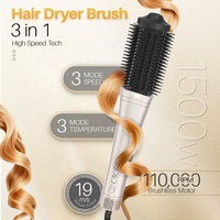 RUCHA 1500W Brosse Sèche-Cheveux Légère 3-en-1 pour Volume, Lissage et Bouclage