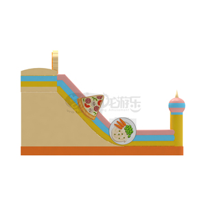 WOLONG Food Tobogán Inflable <span class=keywords><strong>de</strong></span> PVC Ecológico <span class=keywords><strong>de</strong></span> 3 Carriles con Certificación CE, <span class=keywords><strong>Castillo</strong></span> Hinchable <span class=keywords><strong>de</strong></span> Hamburguesas y Pizza, Tobogán Personalizable en Tamaño y Color - Product Image 6