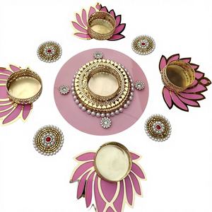 ที่ใส่เทียนรังโกลีหลากสีสัน ดอกไม้ประดิษฐ์ อลูมิเนียม โลหะ เป็นมิตรกับสิ่งแวดล้อม ดีไซน์แบบอาร์ตเดโค สำหรับงานดิวาลี พิธีบัพติศมา งานเลี้ยงที่บ้าน - Product Image 1