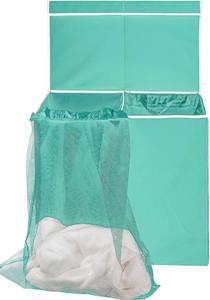 Turquoise Double <b>Laundry</b> Hamper with Lid and Removable Bags <b>Laundry</b> <b>Basket</b> 2 Sections, Collapsible Ditry Clothes Hamper - Product Image 3